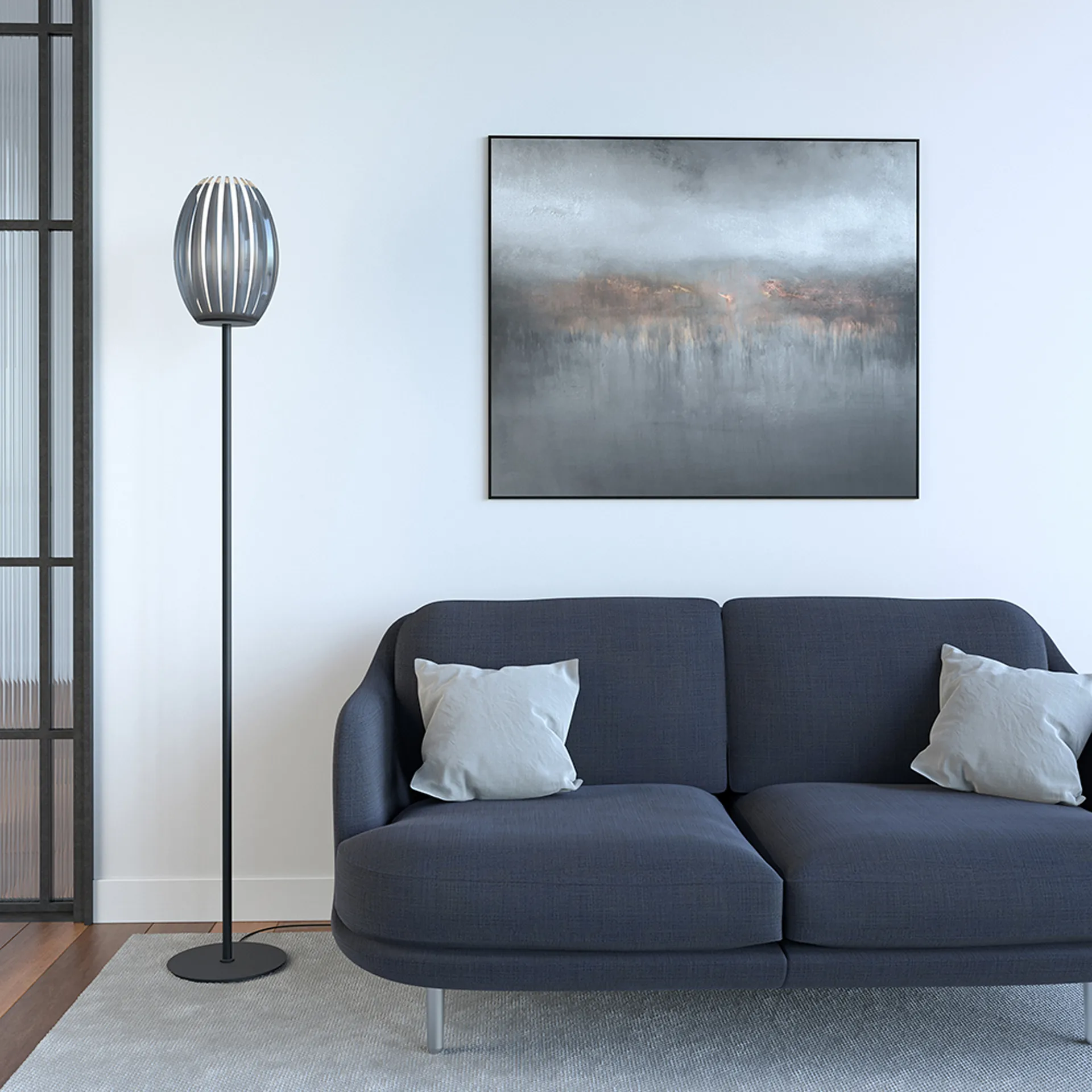 Lampadaire Tentacle 165 cm, Noir-fumée Herstal