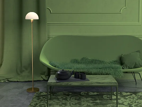 Lampadaire Vienda, Laiton-verre opale Herstal