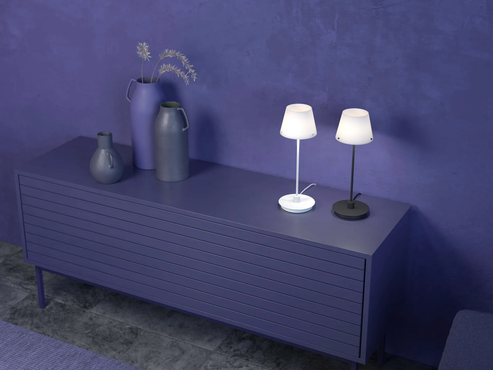 Lampe de table Gil il Grande, Blanc-verre opale Herstal