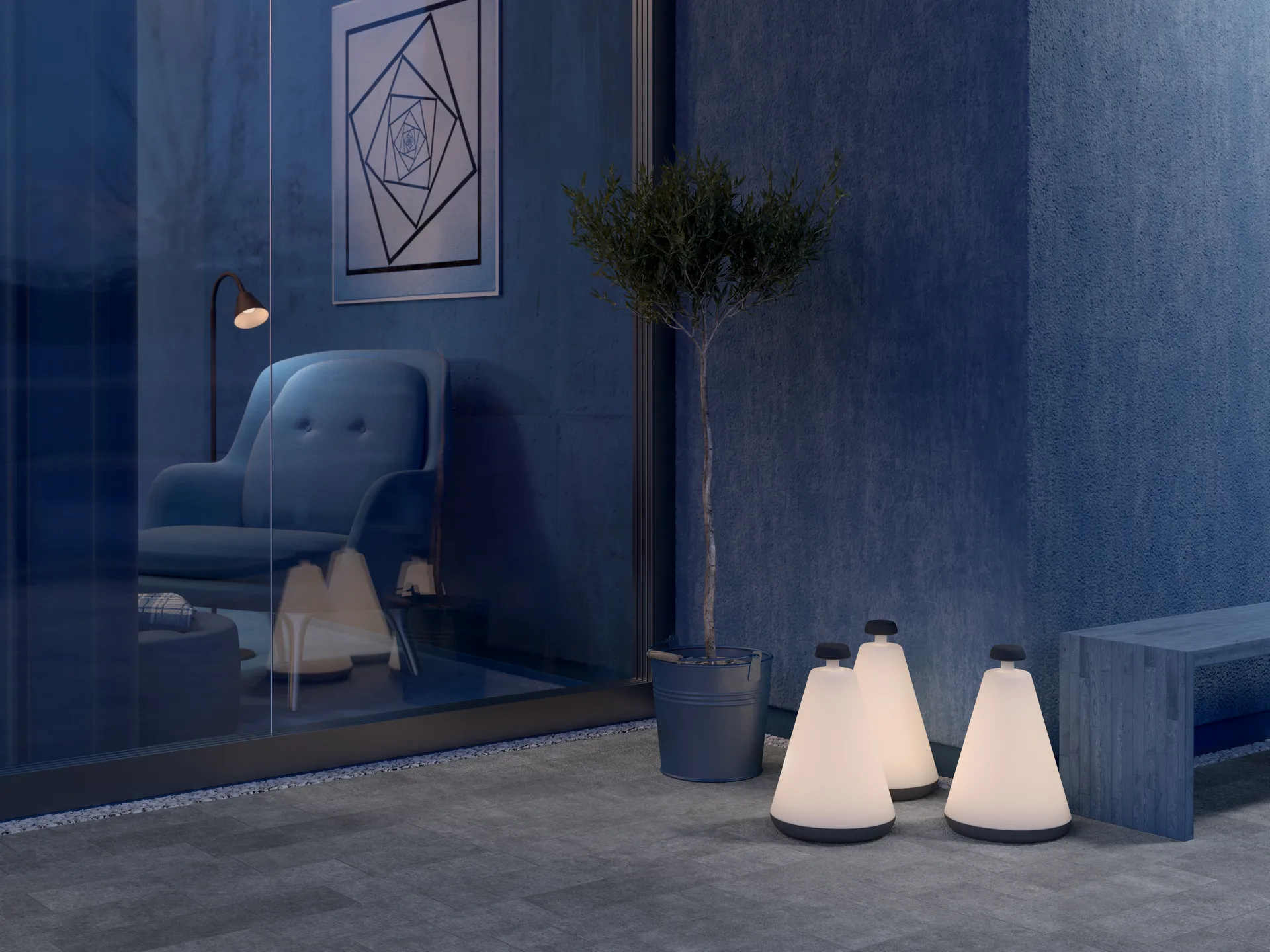 Lampe de table portable Buoy, Gris Herstal