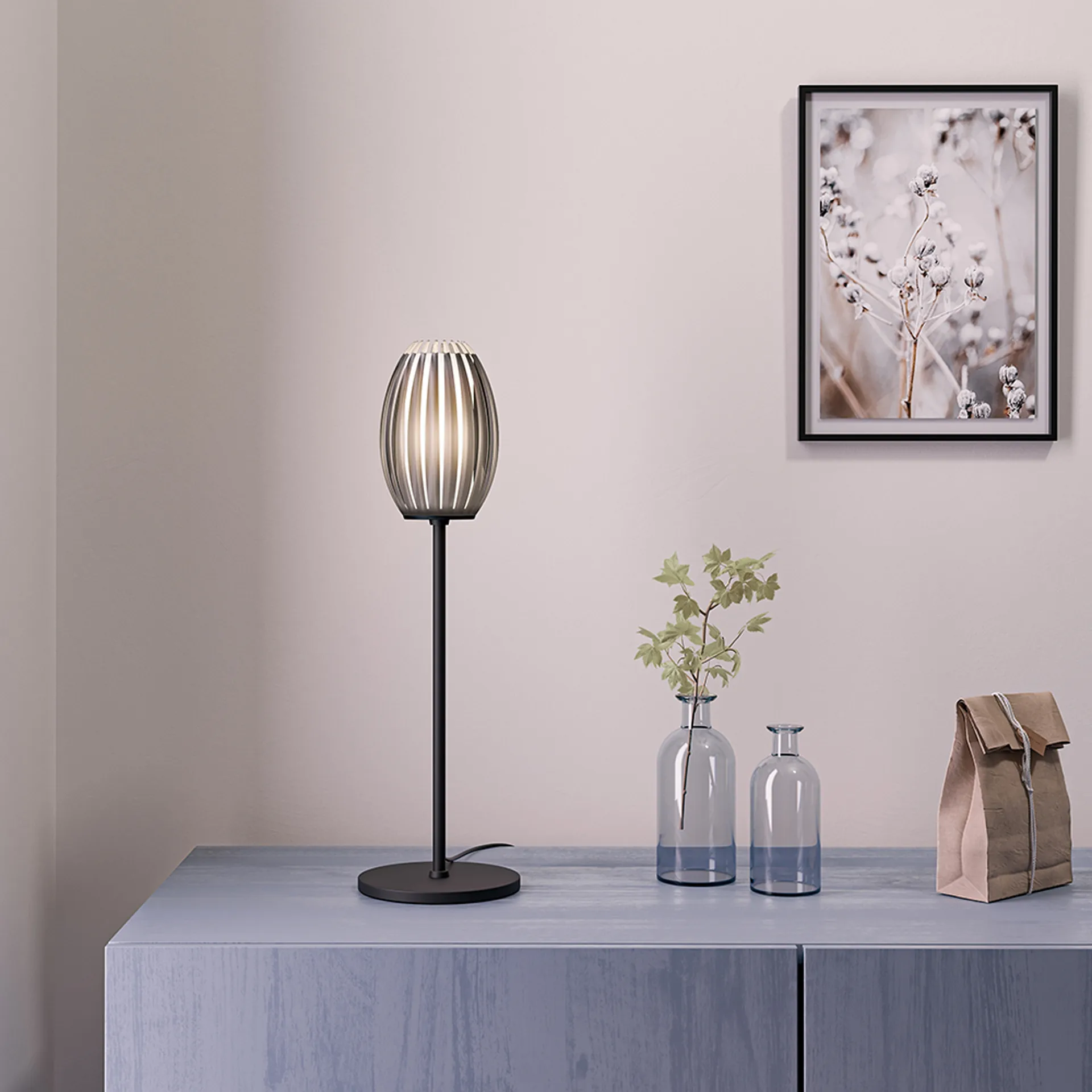 Lampe de table Tentacle 50 cm, Noir-fumée Herstal