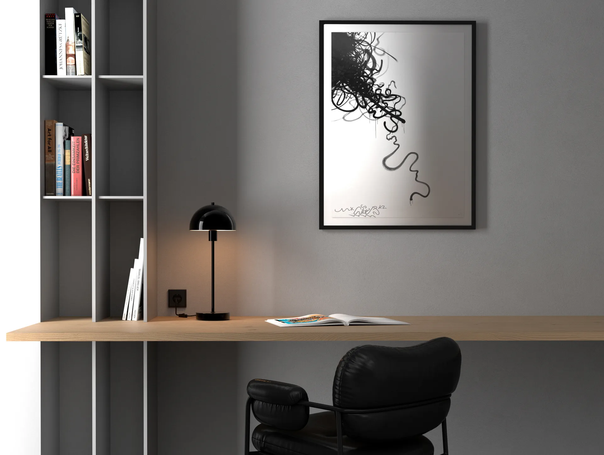 Lampe de table Vienda, Noir brillant Herstal