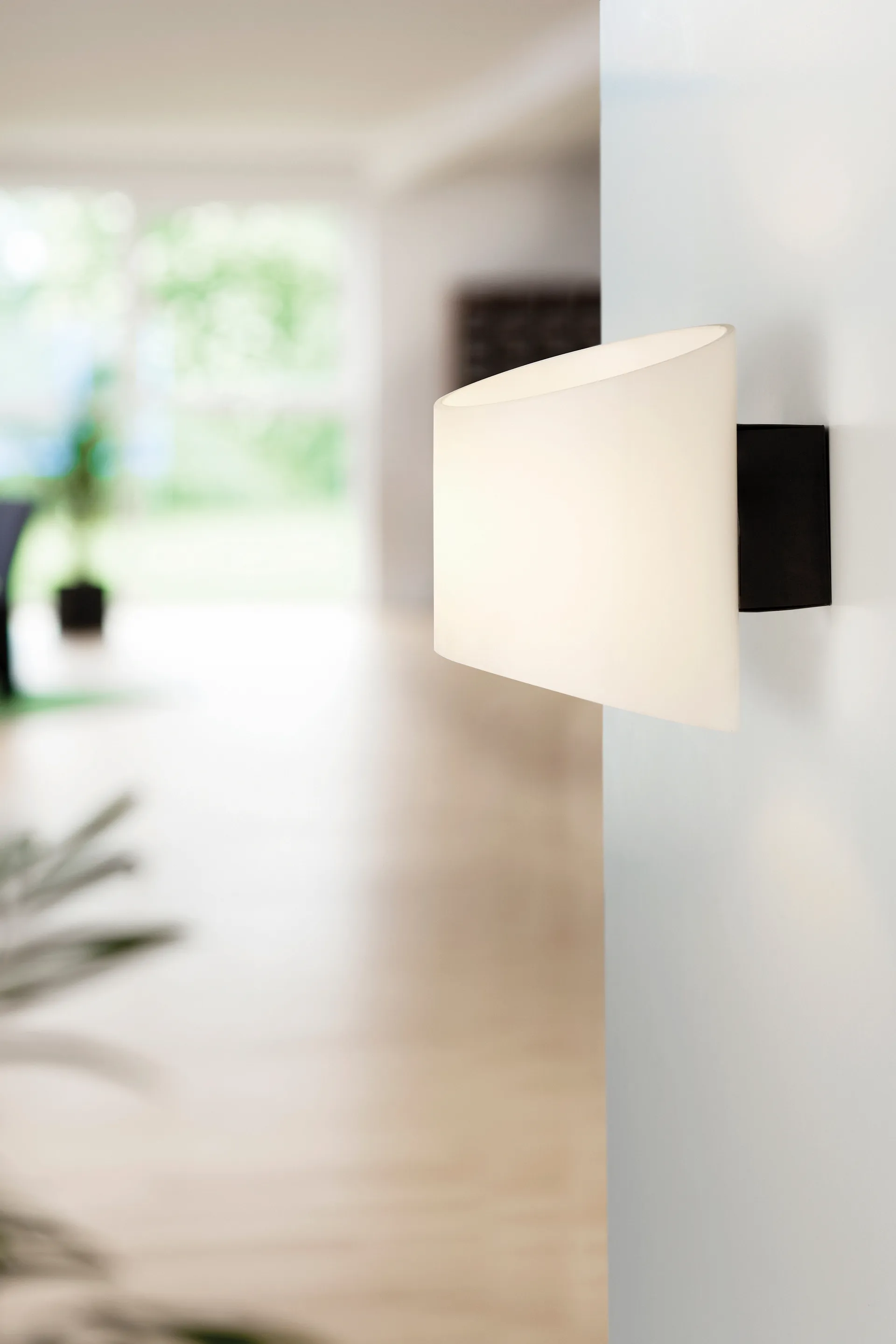 Lampe murale ovale Evoke, Anthracite-verre opale Herstal