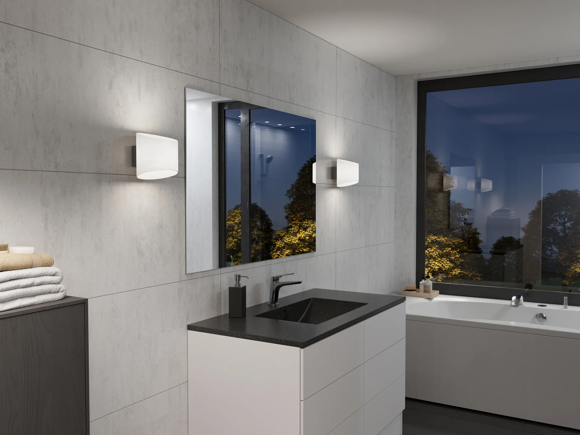 Lampe murale ovale Evoke, Anthracite-verre opale Herstal