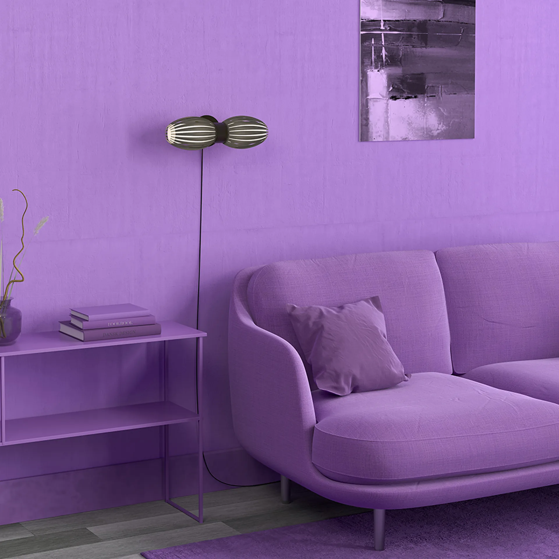 Lampe murale Tentacle duo 34 cm, Noir-fumée Herstal