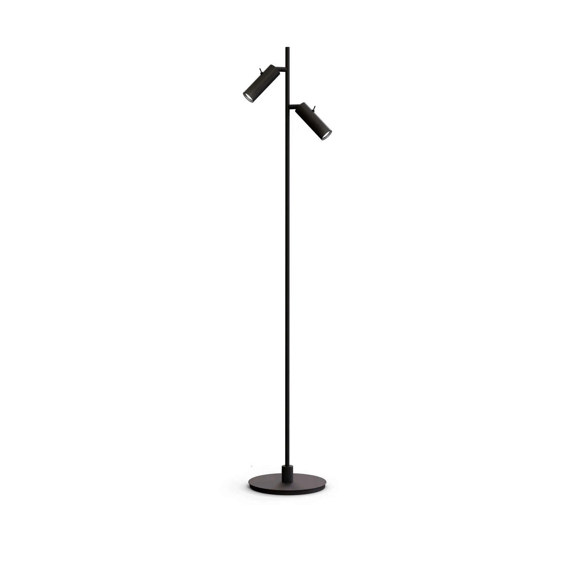 Lampe sur pied Pipeline, Noir mat, double Herstal