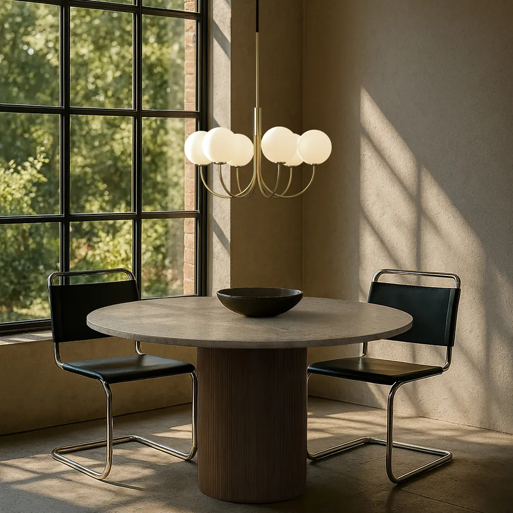 Lustre Ballon Ø 45 cm, Laiton satiné, Ø60 cm Herstal