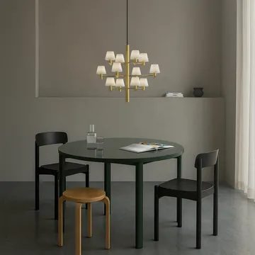 Lustre Gil krona 12 - Laiton satiné-verre opale - Herstal