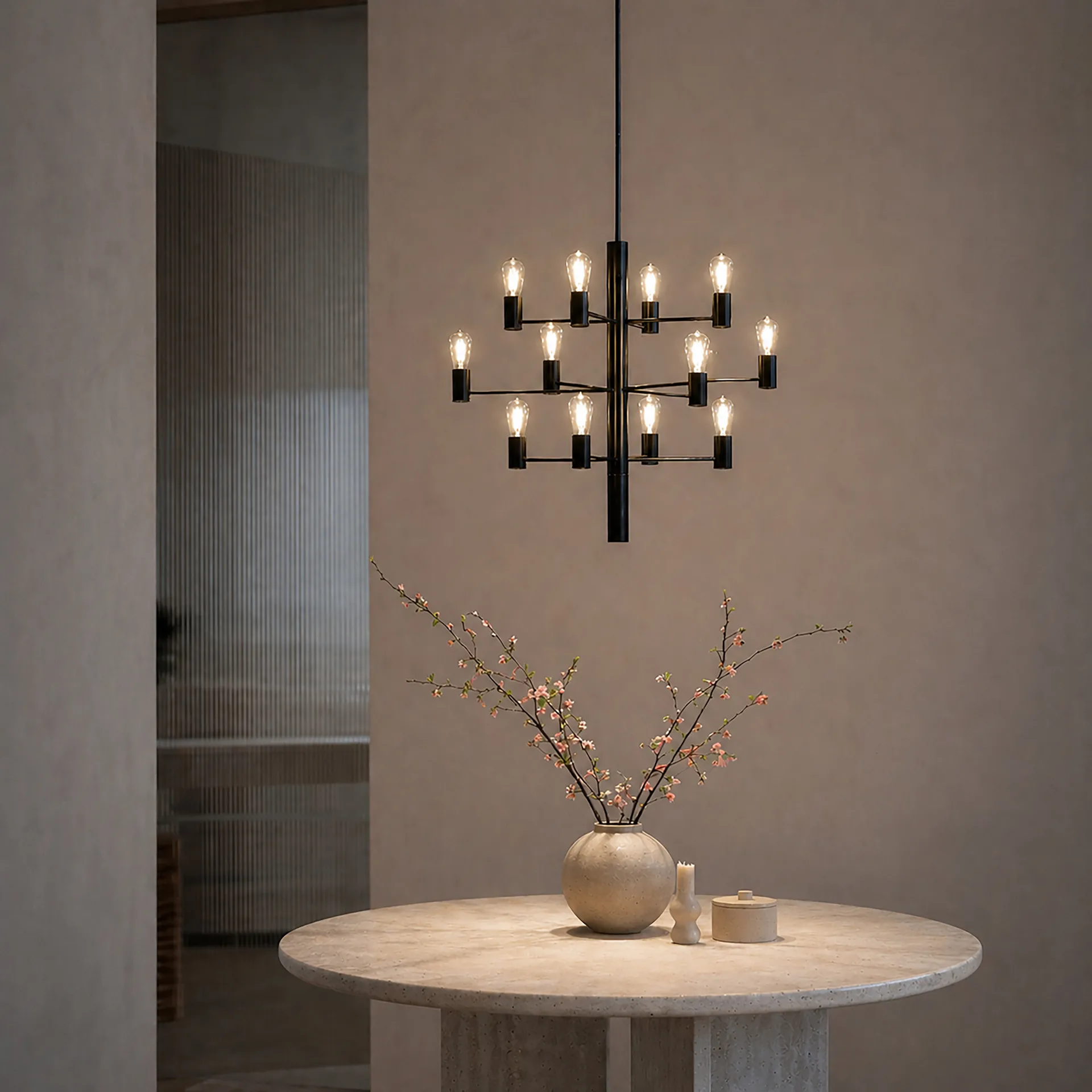 Lustre Manola 12 lumières, noir Herstal