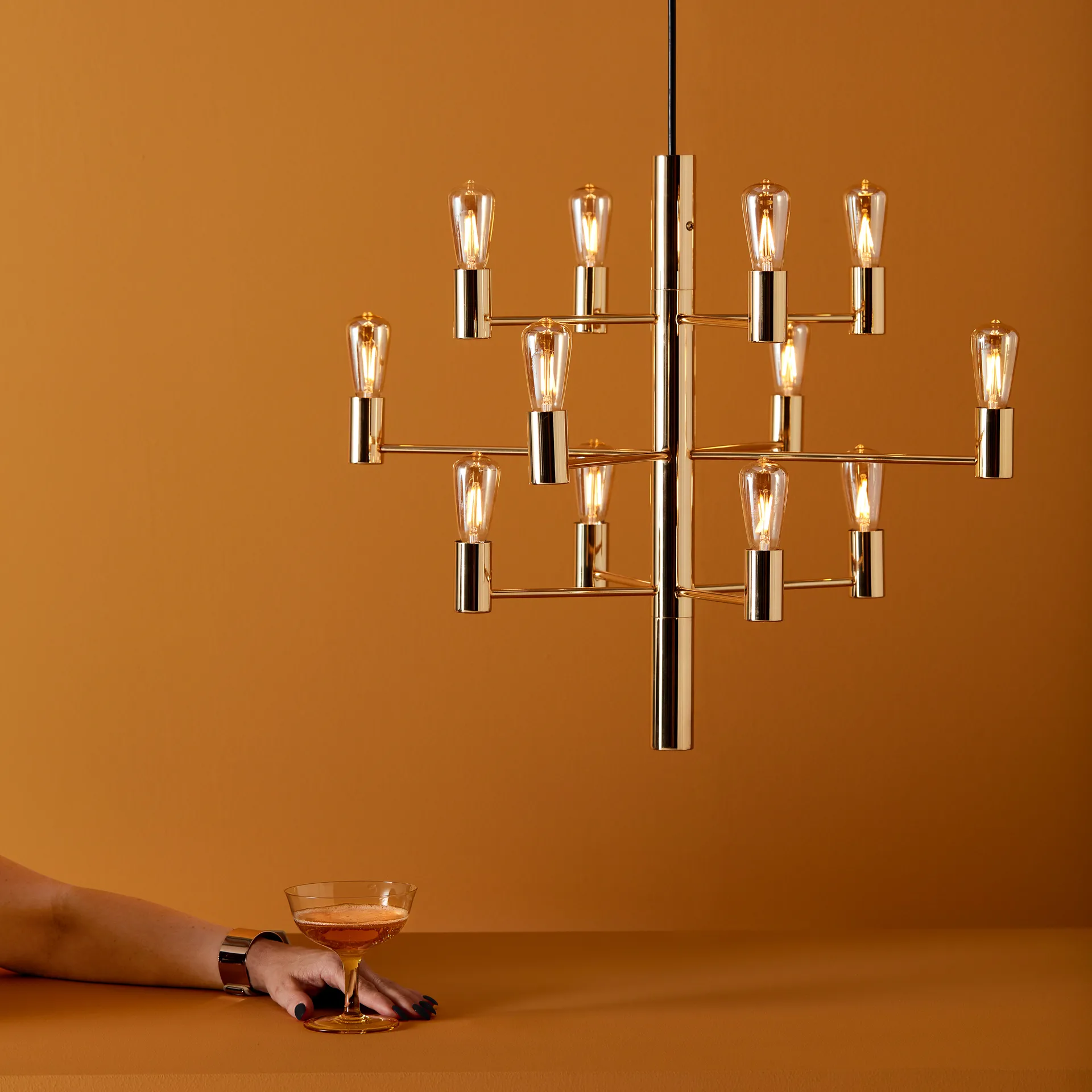 Lustre Manola 12 lumières, Satin brass Herstal