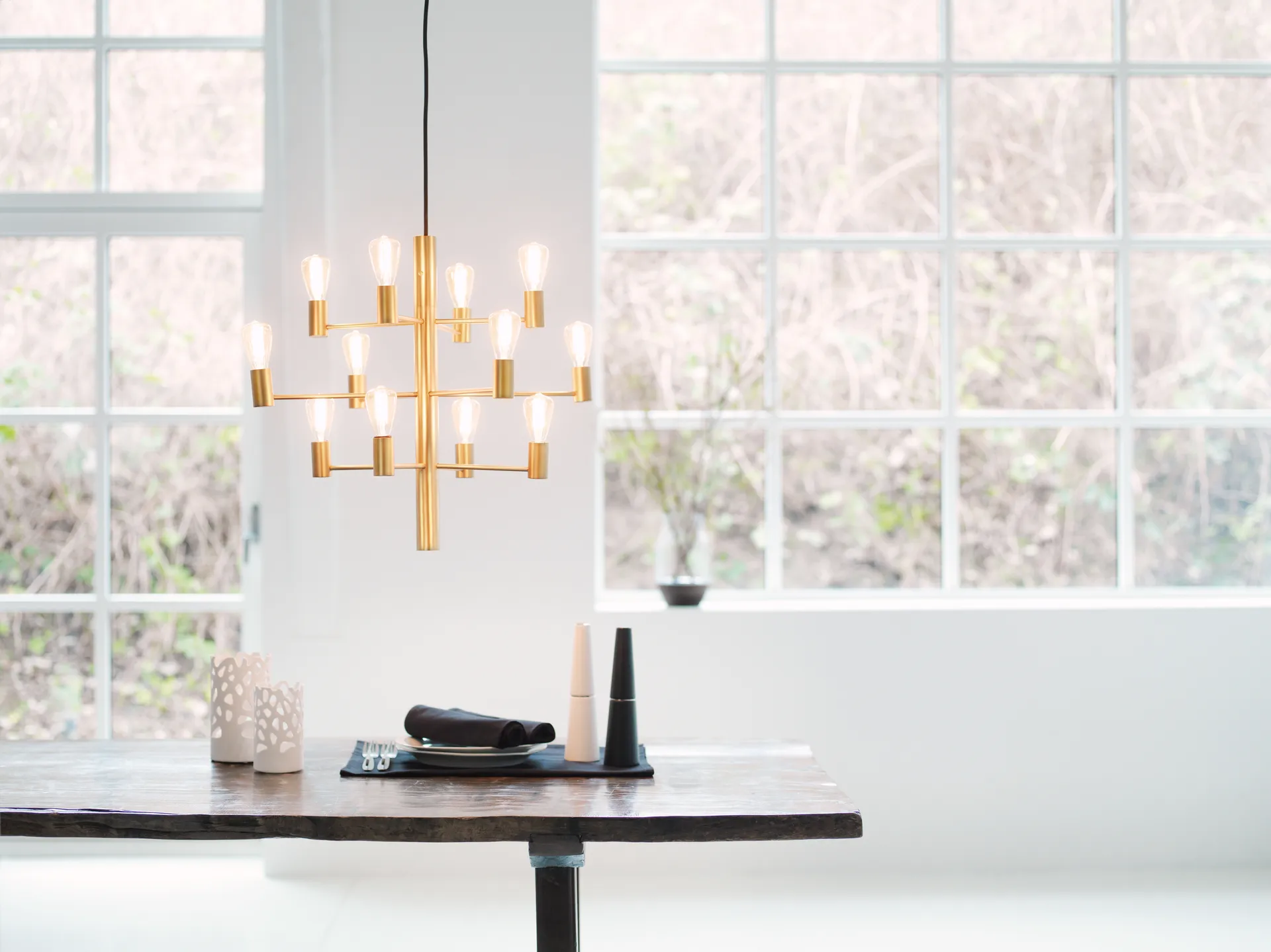 Lustre Manola 12 lumières, Satin brass Herstal