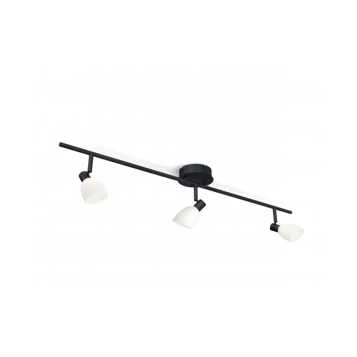 Rail Cut 3 lampes, Noir Herstal