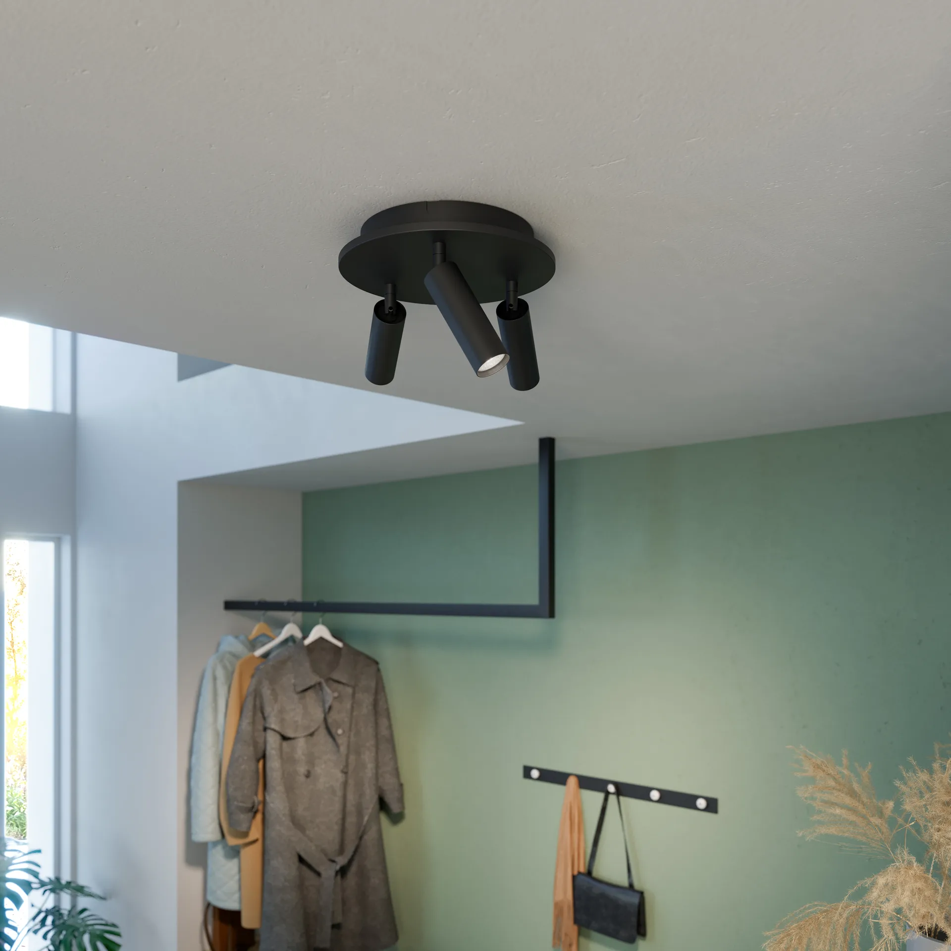 Spotlight rond Pipeline 3, Noir mat Herstal