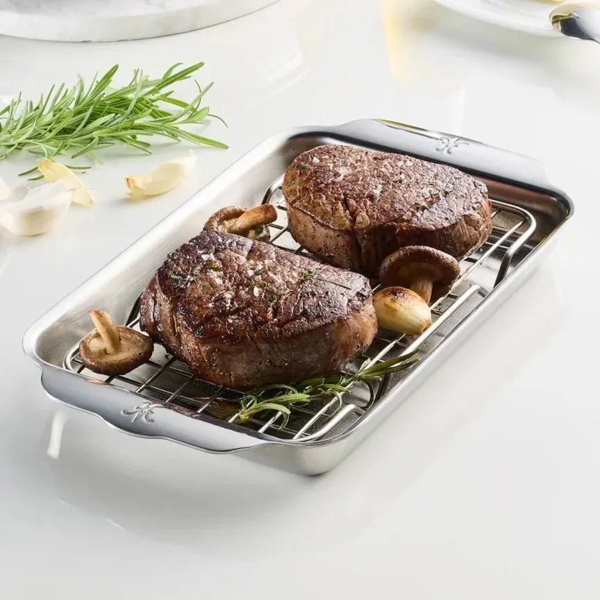 Hestan Ovenbond plaque de cuisson avec grille de refroidissement, Acier inoxydable, 16,8x28,8 cm Hestan