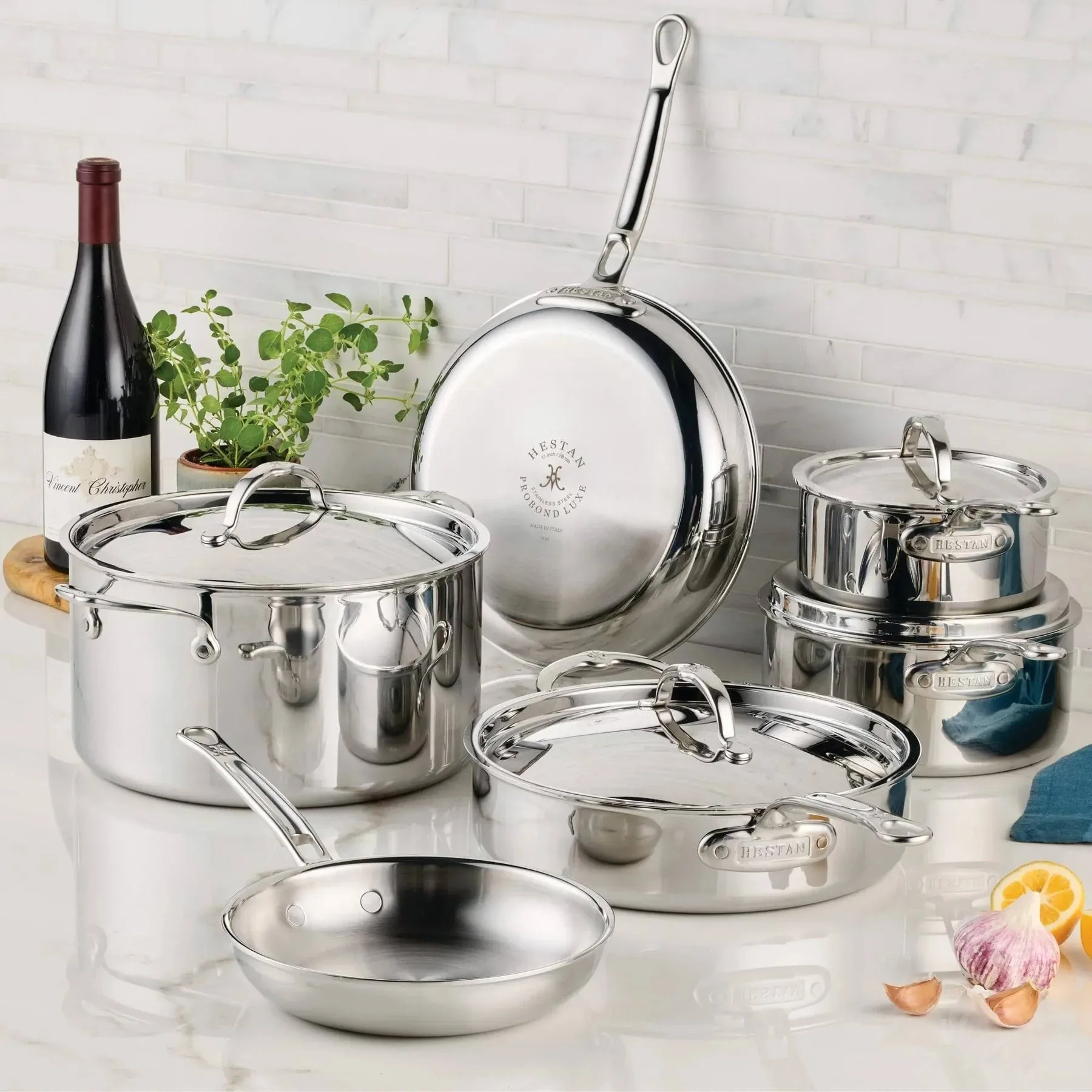 Hestan ProBond Luxe set de casseroles et poêles, Acier inoxydable, 10 pièces Hestan