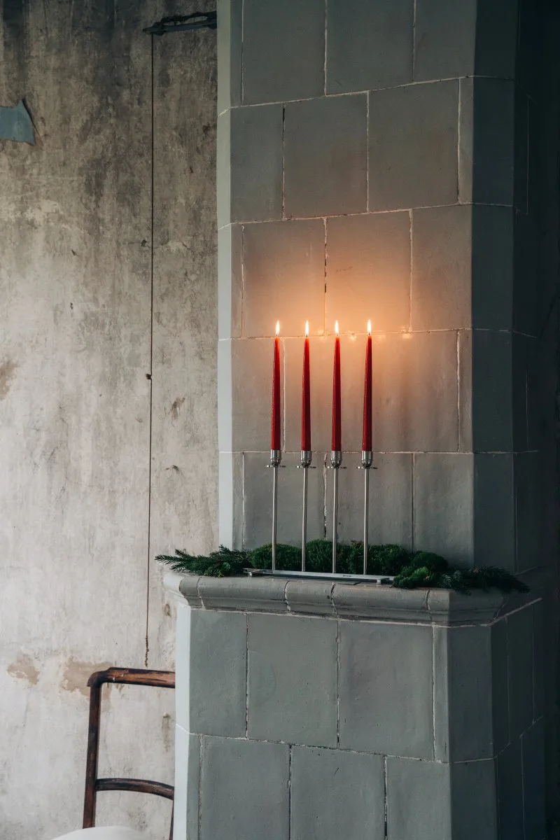 Bougeoir Alto, Laiton nickelé Hilke Collection