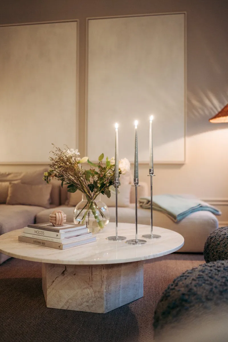 Bougeoir Chiaro Di Luna 30 cm, Laiton nickelé Hilke Collection