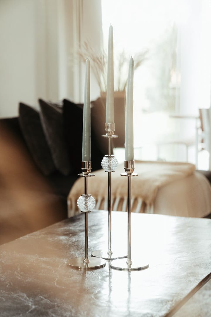 Bougeoir La Luna 30 cm, Laiton nickelé et verre Hilke Collection