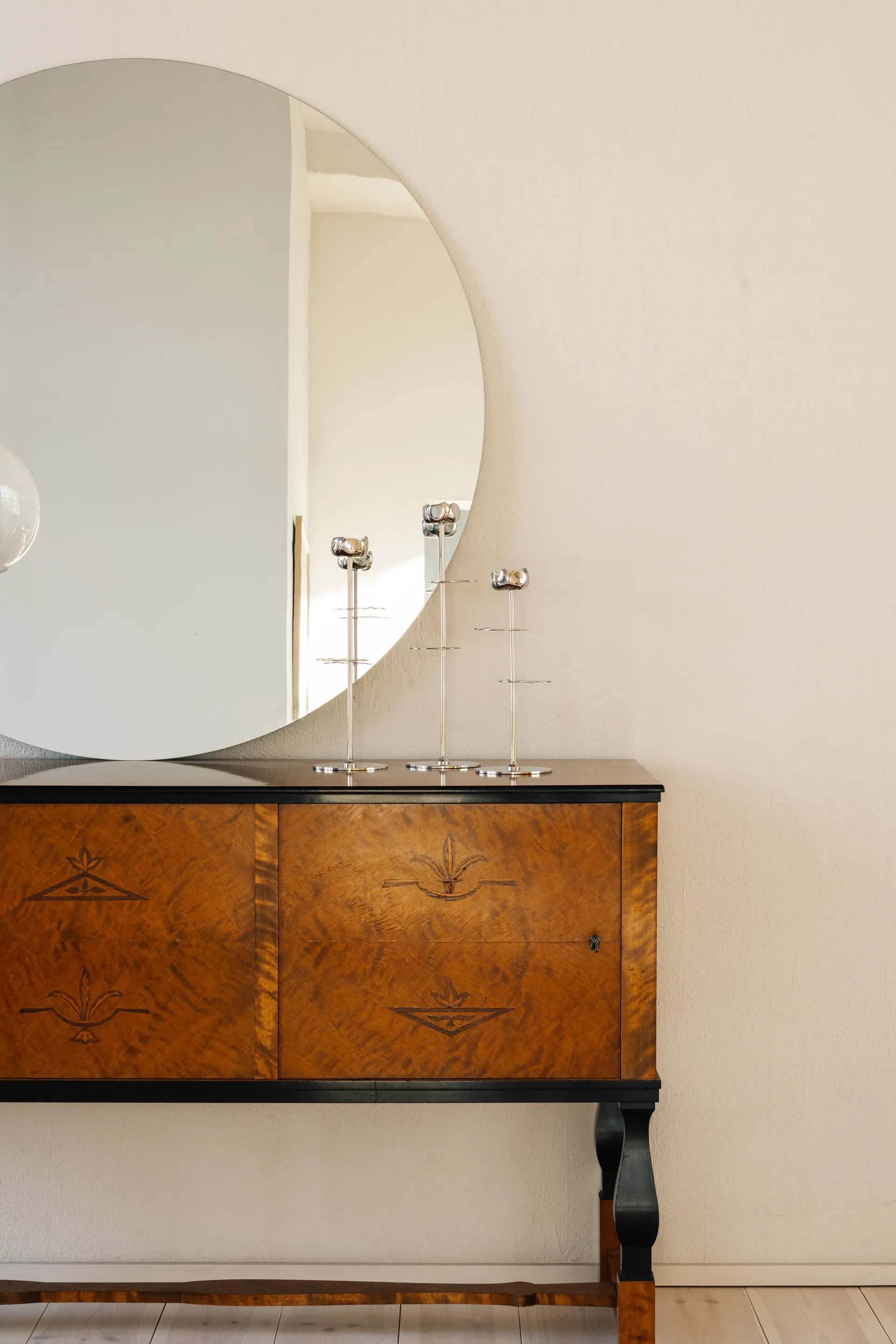 Bougeoir Ninfea Alta 40 cm, Laiton nickelé Hilke Collection