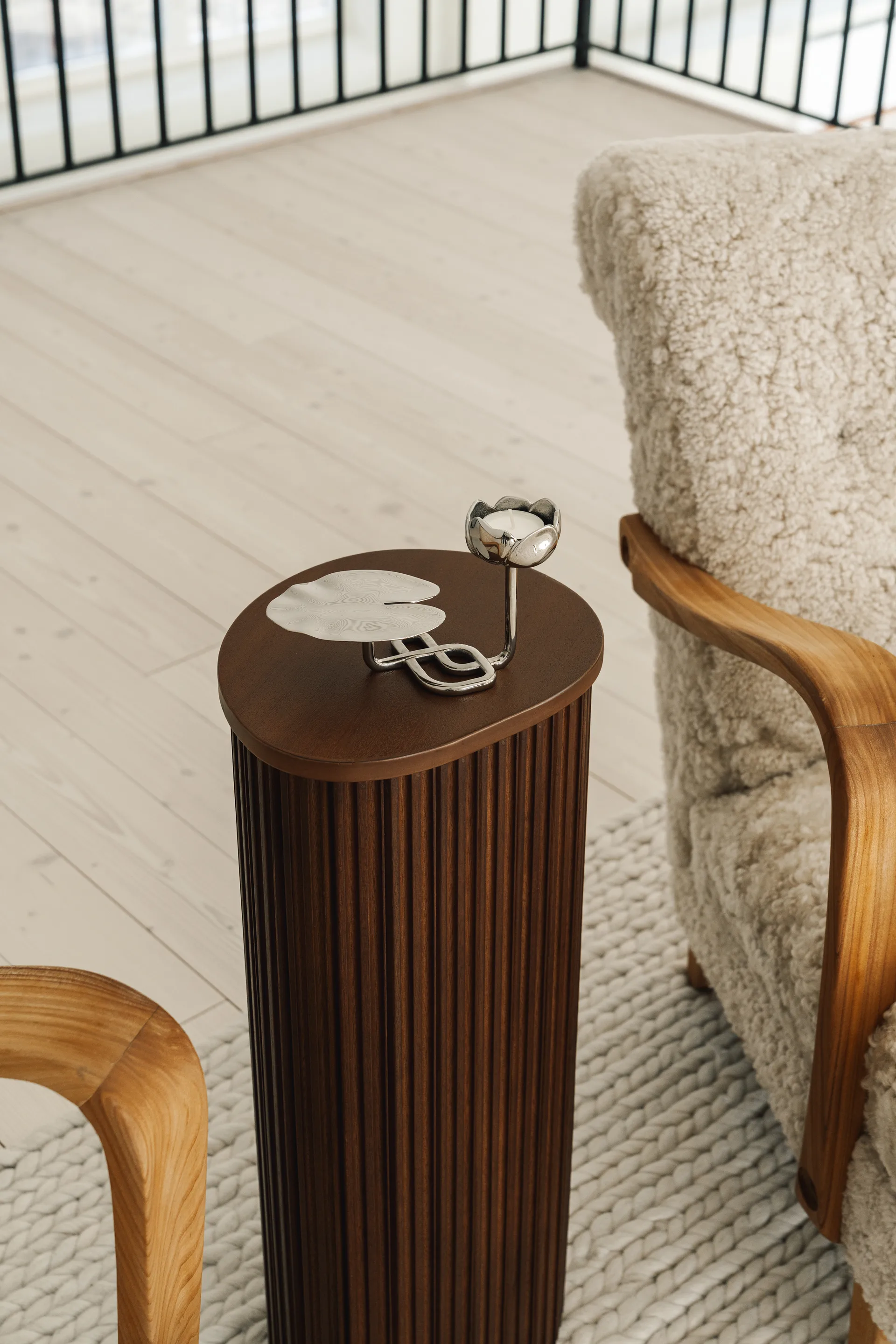 Bougeoir Ninfea No.1, Laiton nickelé Hilke Collection