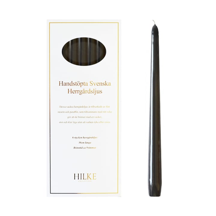 Bougies Herrgård 30 cm lot de 6, Noir brillant Hilke Collection