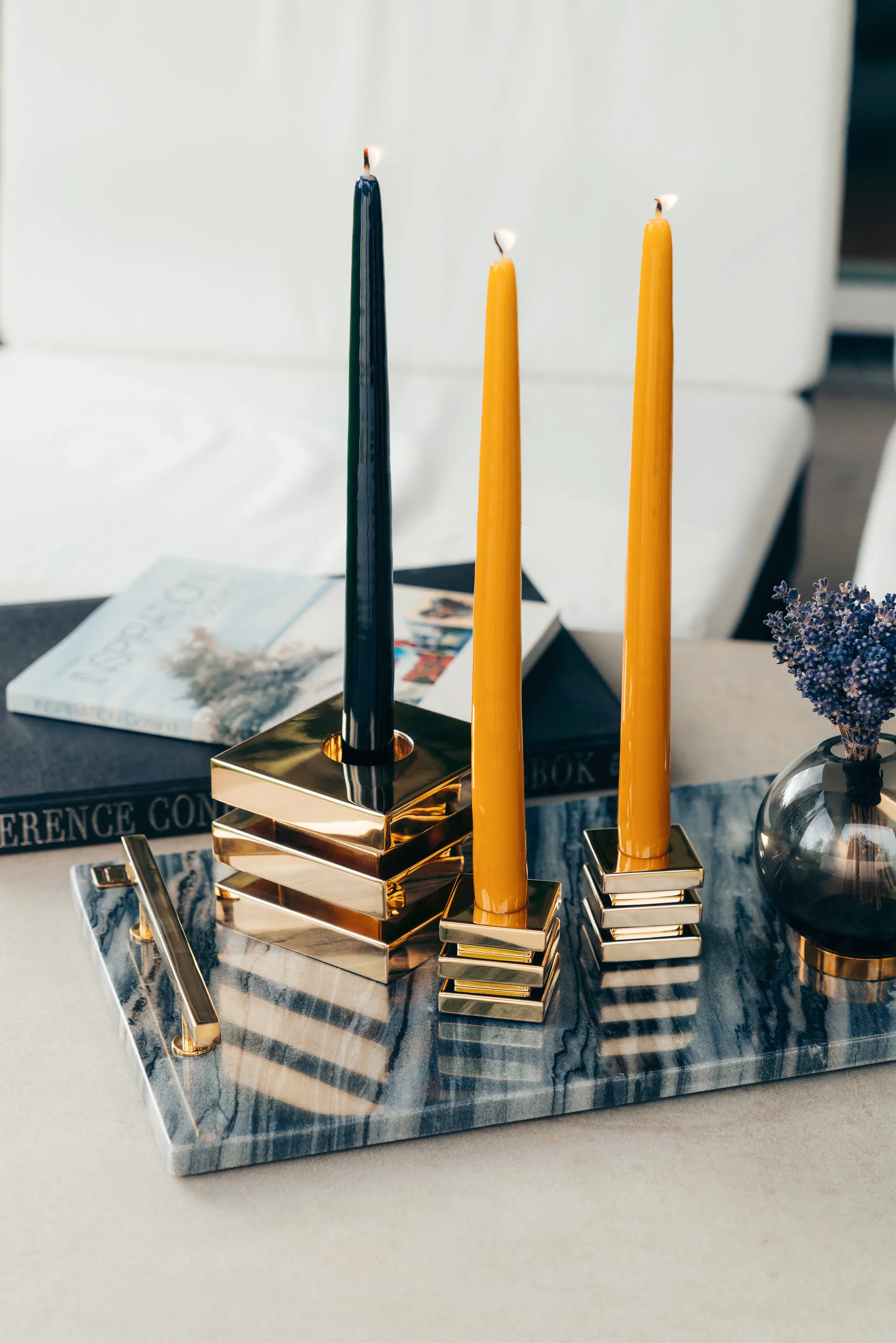 Bougies Herrgård 30 cm lot de 6, Noir brillant Hilke Collection