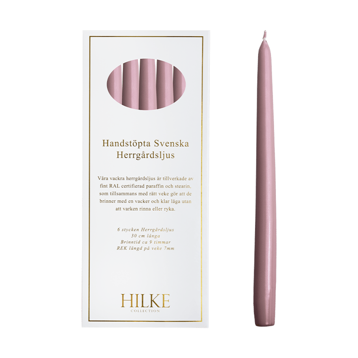 Bougies Herrgård 30 cm lot de 6, Rose Métallique Hilke Collection