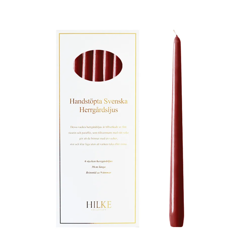 Bougies Herrgård 30 cm lot de 6, Rouge bordeaux brillant Hilke Collection
