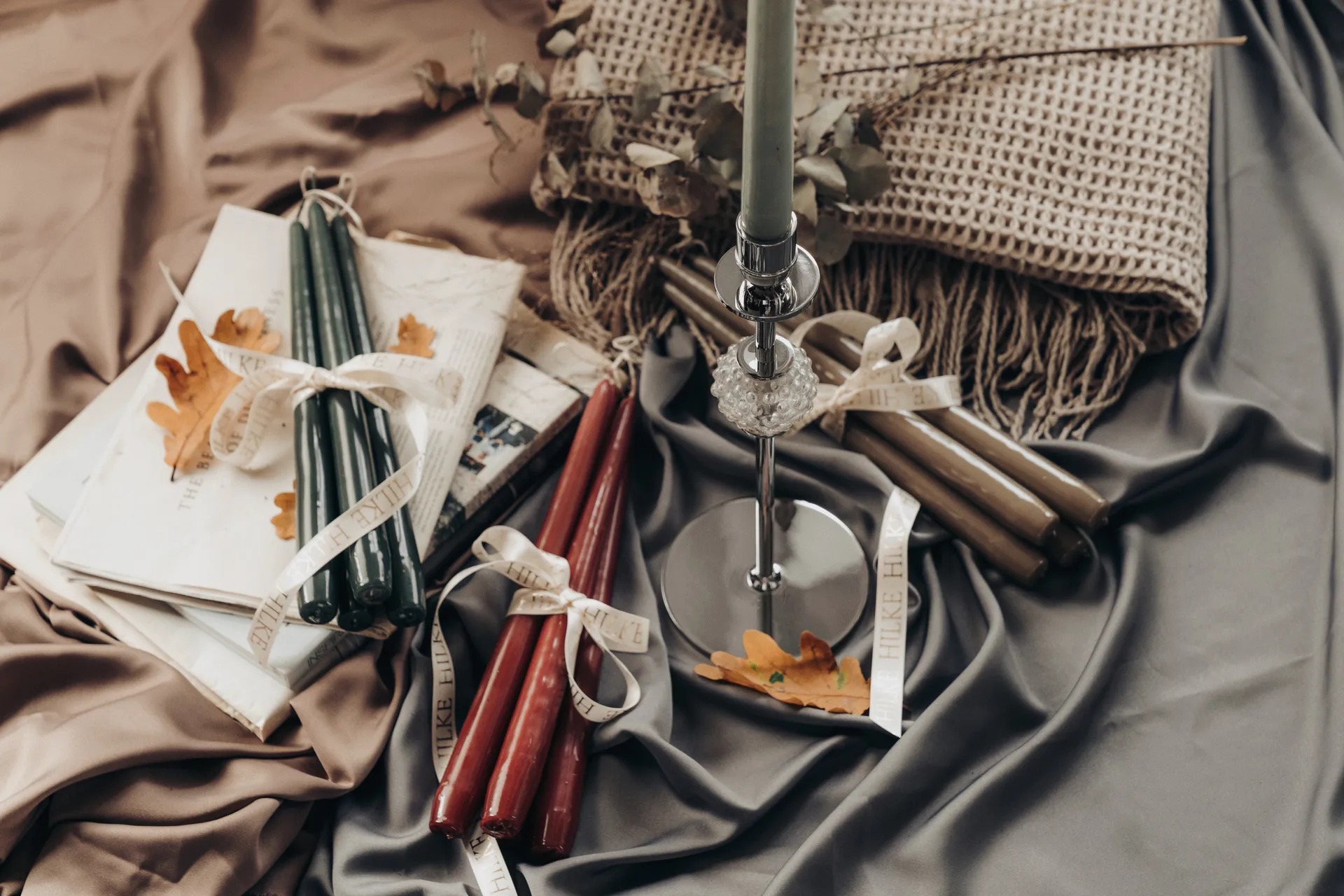 Bougies Herrgård 30 cm lot de 6, Rouge bordeaux brillant Hilke Collection