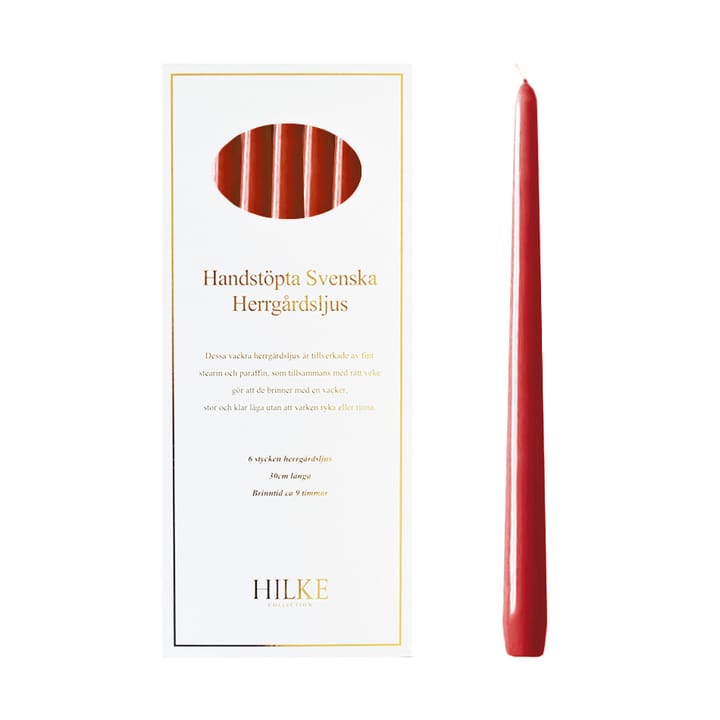 Bougies Herrgård 30 cm lot de 6 - Rouge éclatant - Hilke Collection