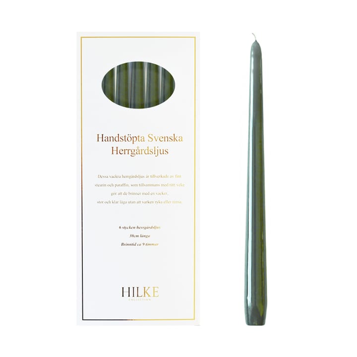 Bougies Herrgård 30 cm lot de 6 - Vert antique - Hilke Collection