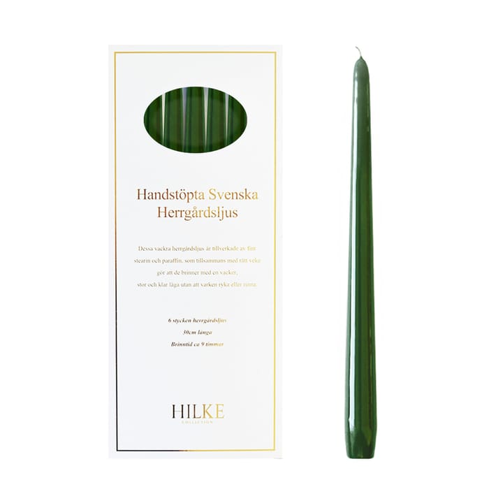 Bougies Herrgård 30 cm lot de 6, Vert foncé Hilke Collection