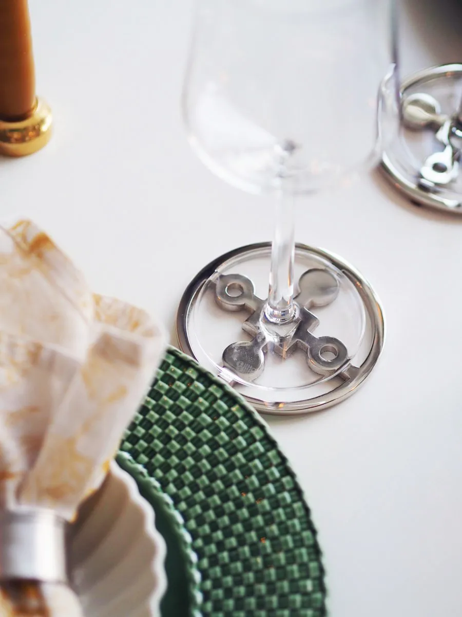 Dessous de verre Anima Gemella Lot de 4, Laiton nickelé Hilke Collection