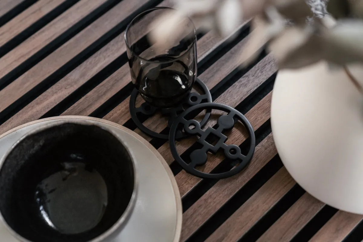 Dessous de verre Anima Gemella Lot de 4, Noir Hilke Collection