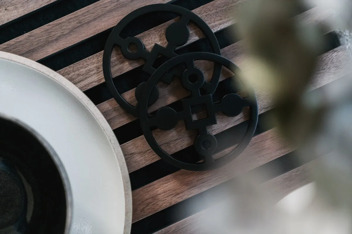 Dessous de verre Anima Gemella Lot de 4, Noir Hilke Collection