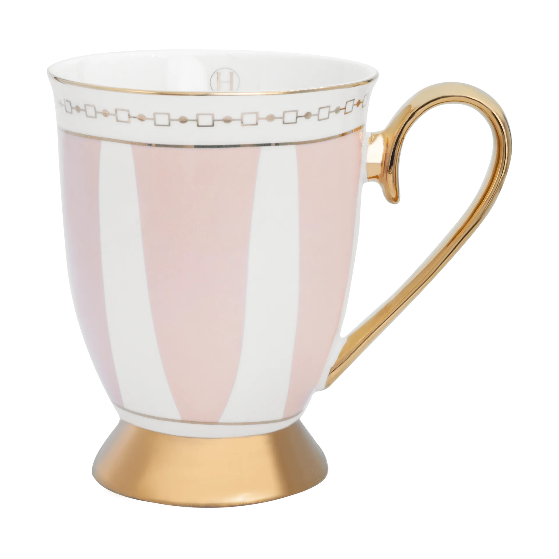 Mug Strisce Rosa 28 cl, Rose-blanc-or Hilke Collection