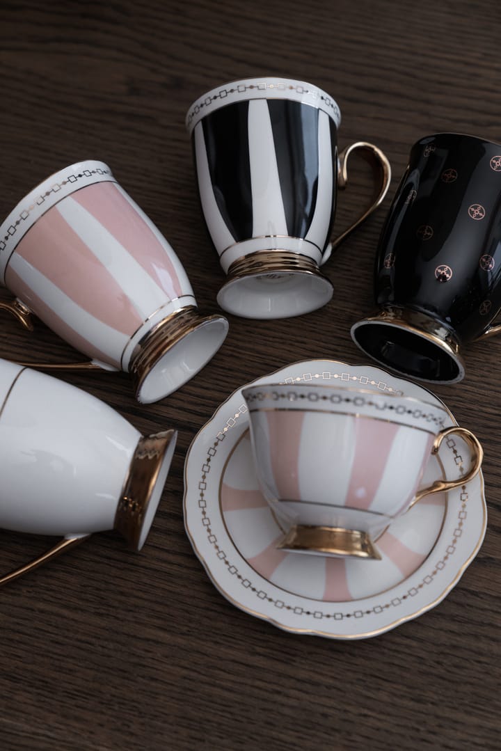 Mug Strisce Rosa 28 cl, Rose-blanc-or Hilke Collection