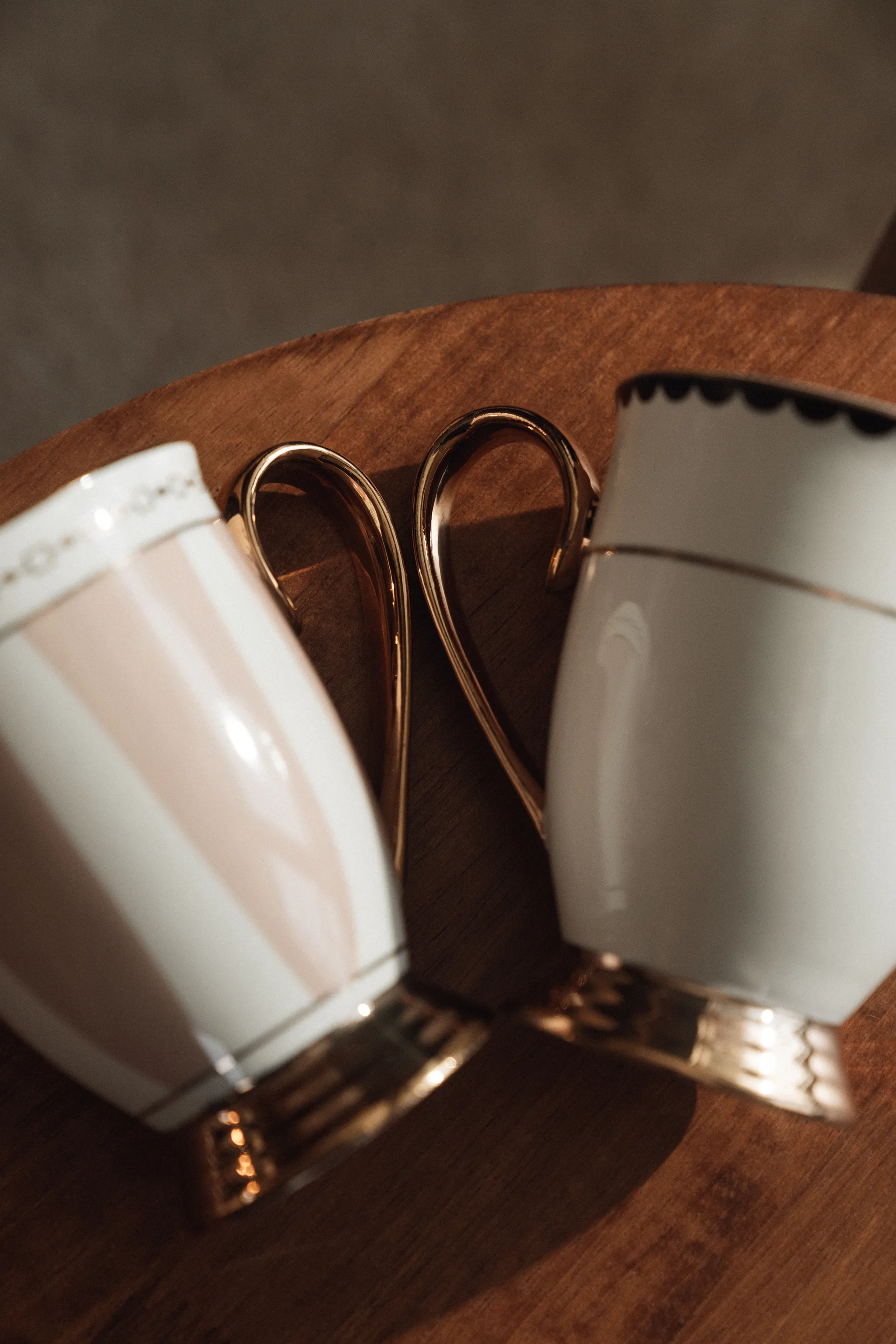 Mug Strisce Rosa 28 cl, Rose-blanc-or Hilke Collection