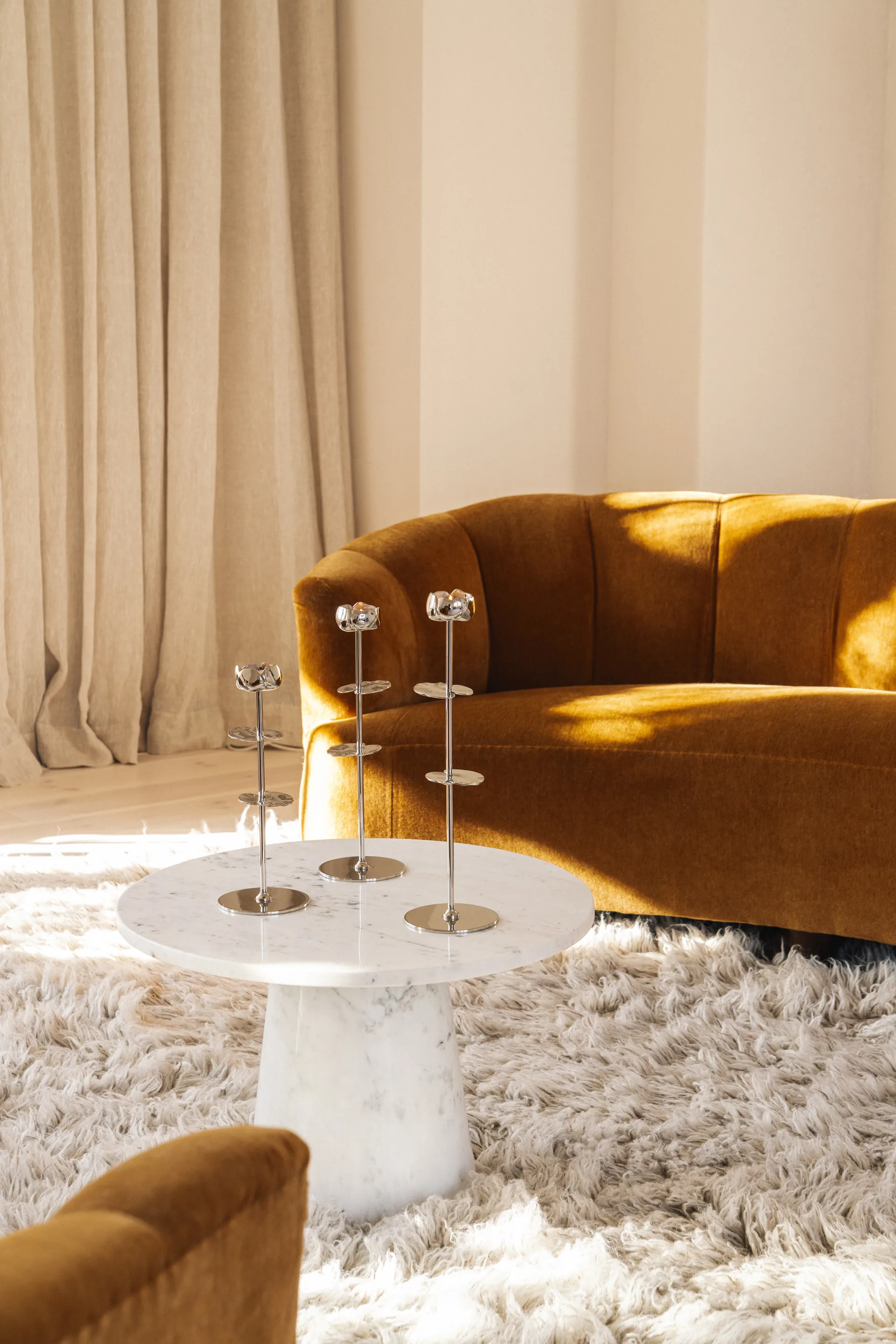 Ninfea Alta bougeoir 30 cm, Laiton nickelé Hilke Collection