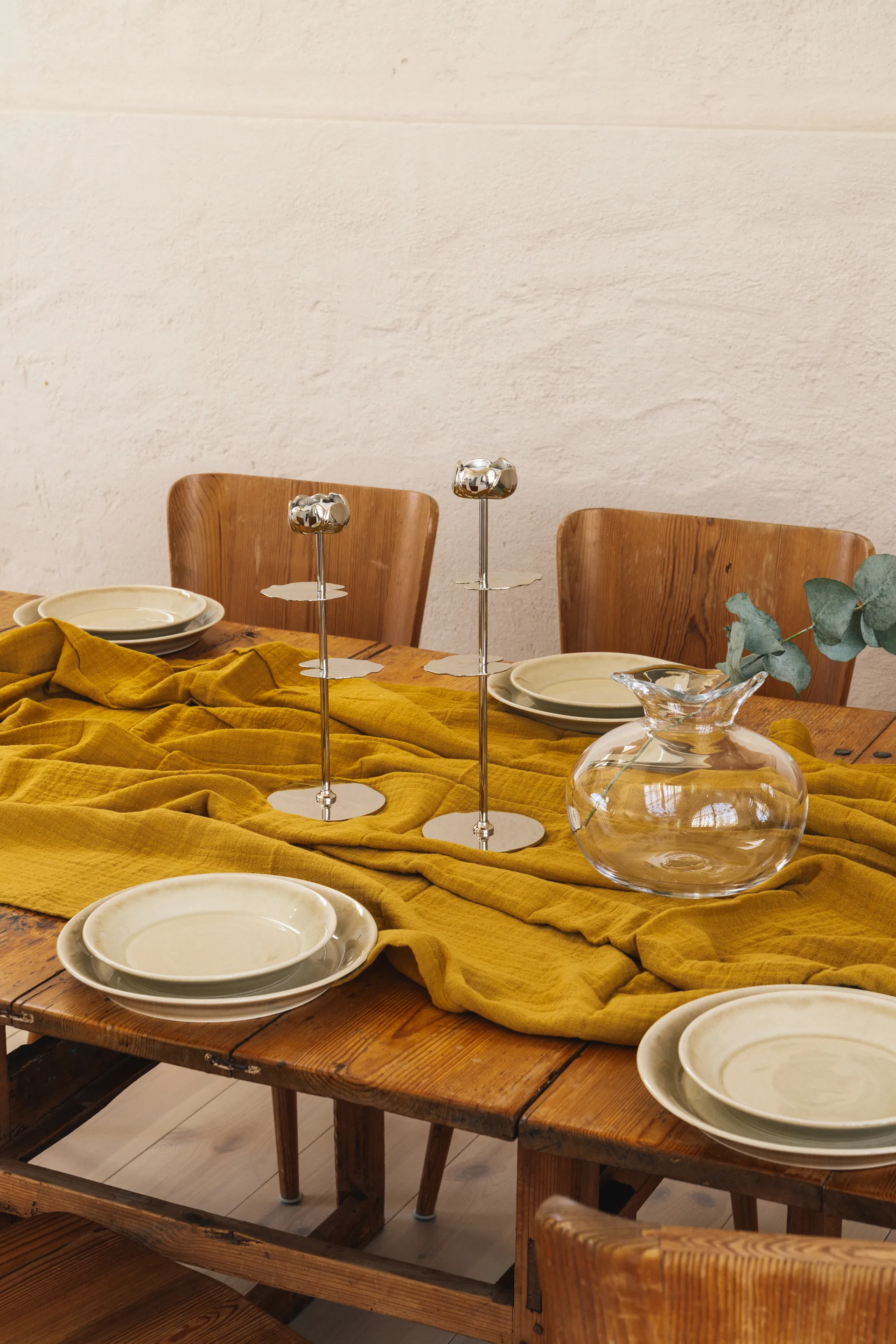 Ninfea Alta bougeoir 30 cm, Laiton nickelé Hilke Collection