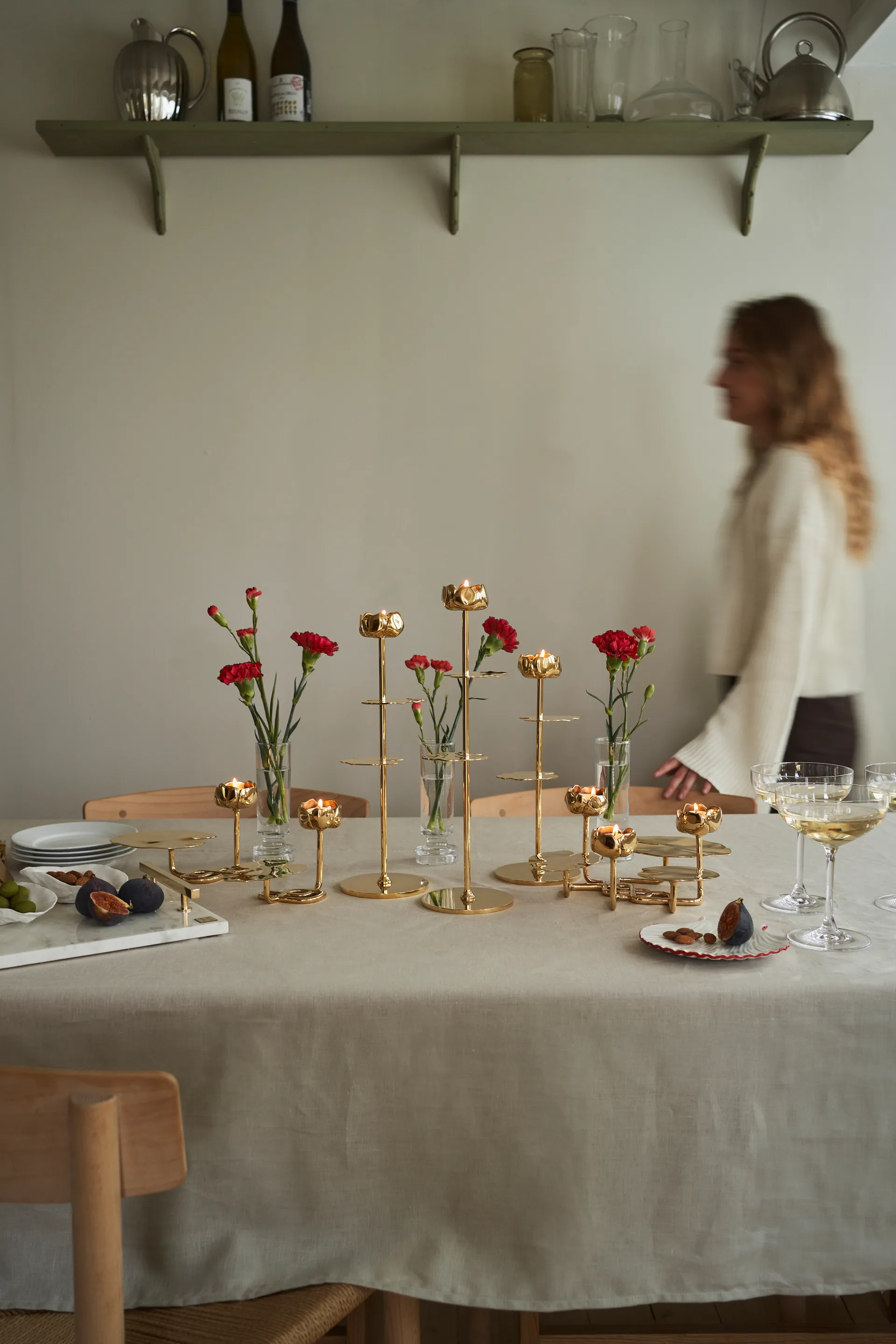 Ninfea Alta bougeoir 30 cm, Laiton Hilke Collection