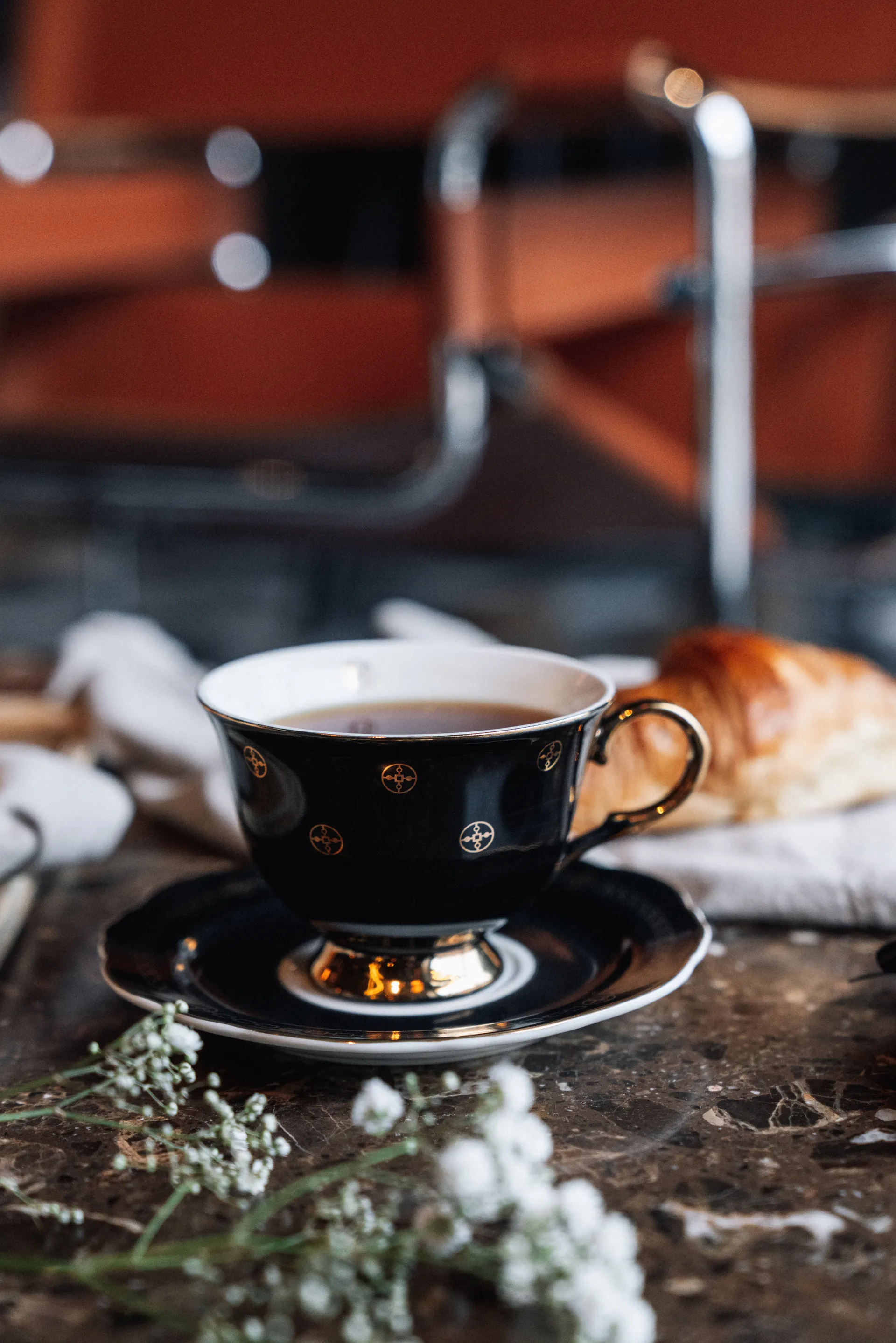 Tasse avec soucoupe Anima Gemella Nero, 22 cl Hilke Collection