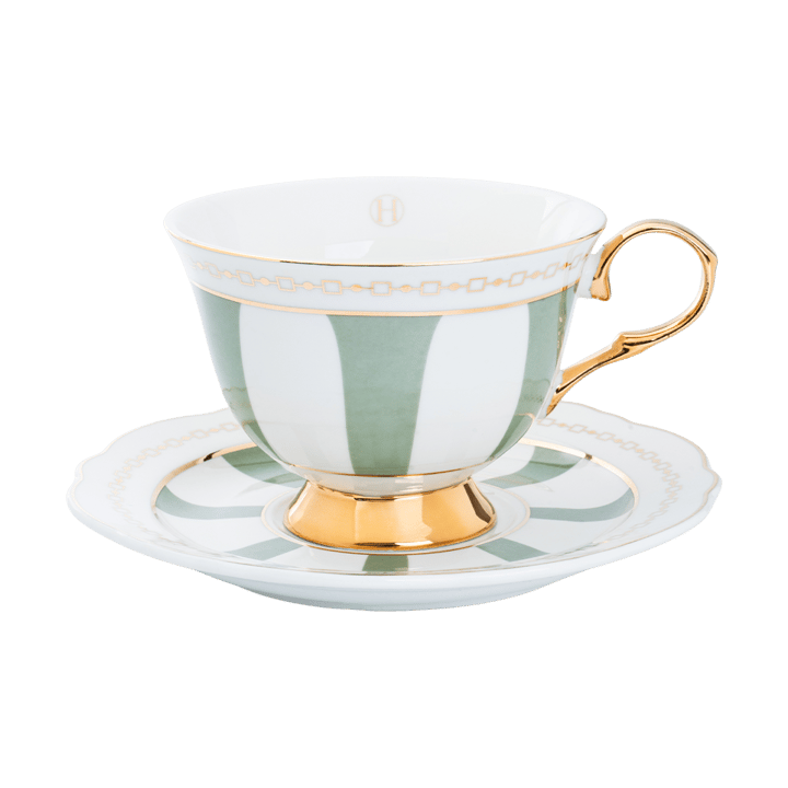 Tasse avec sous-tasse Strisce Salvia - 22 cl - Hilke Collection