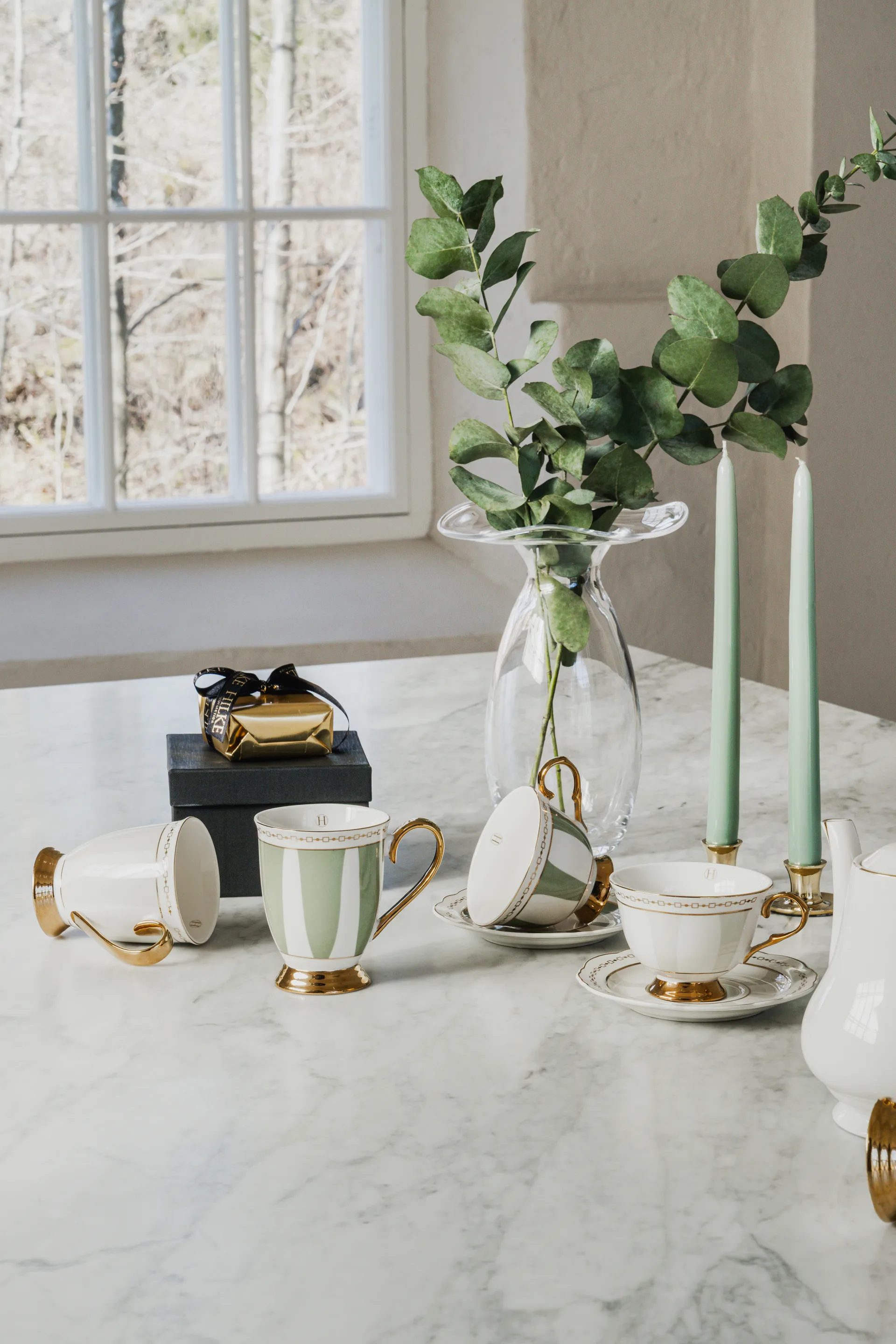 Tasse avec sous-tasse Strisce Tortora, 22 cl Hilke Collection