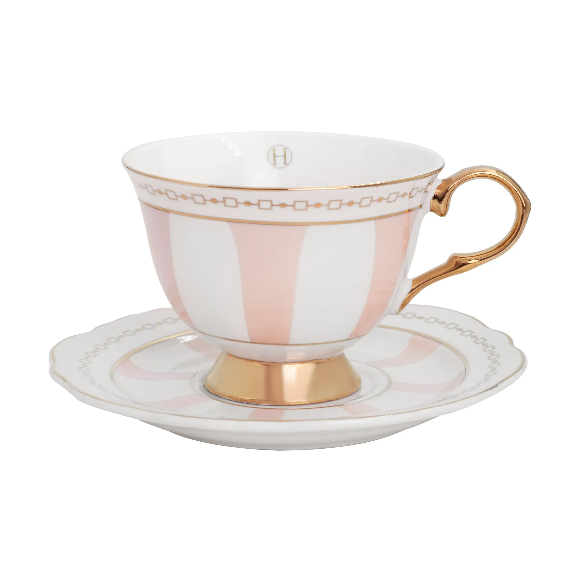 Tasse Strisce Rosa avec soucoupe, 22 cl Hilke Collection