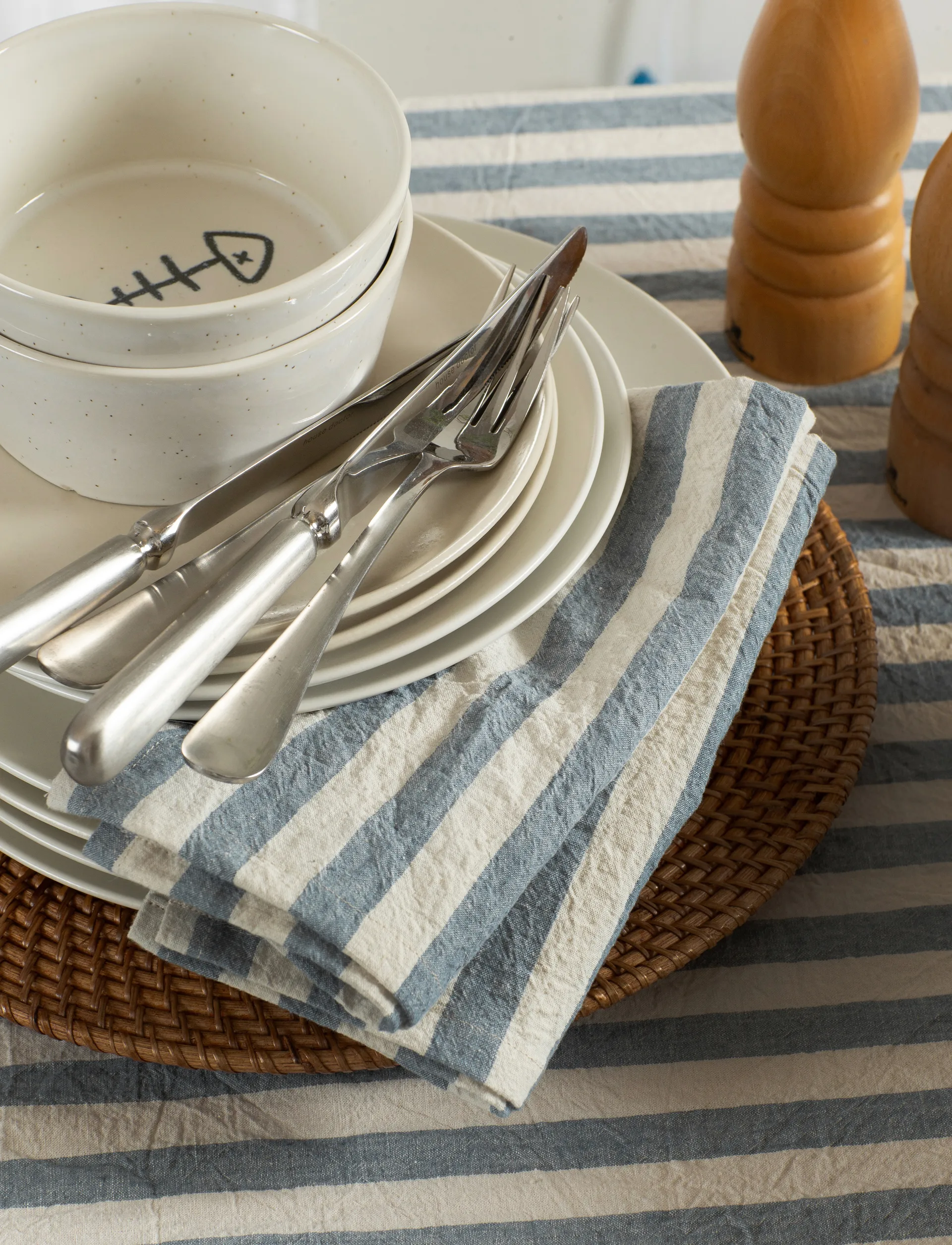Serviette en tissu Riviera 45x45 cm, lot de 4, Azur Himla
