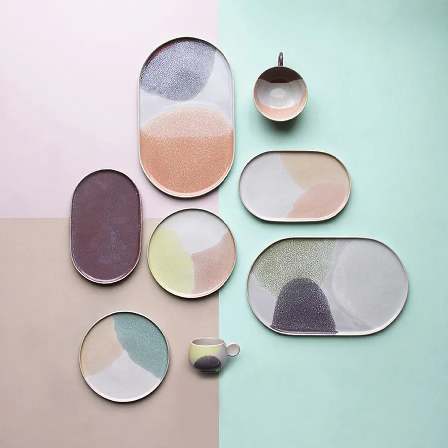 Assiette Gallery ceramics ronde, menthe/ couleur chair HKliving