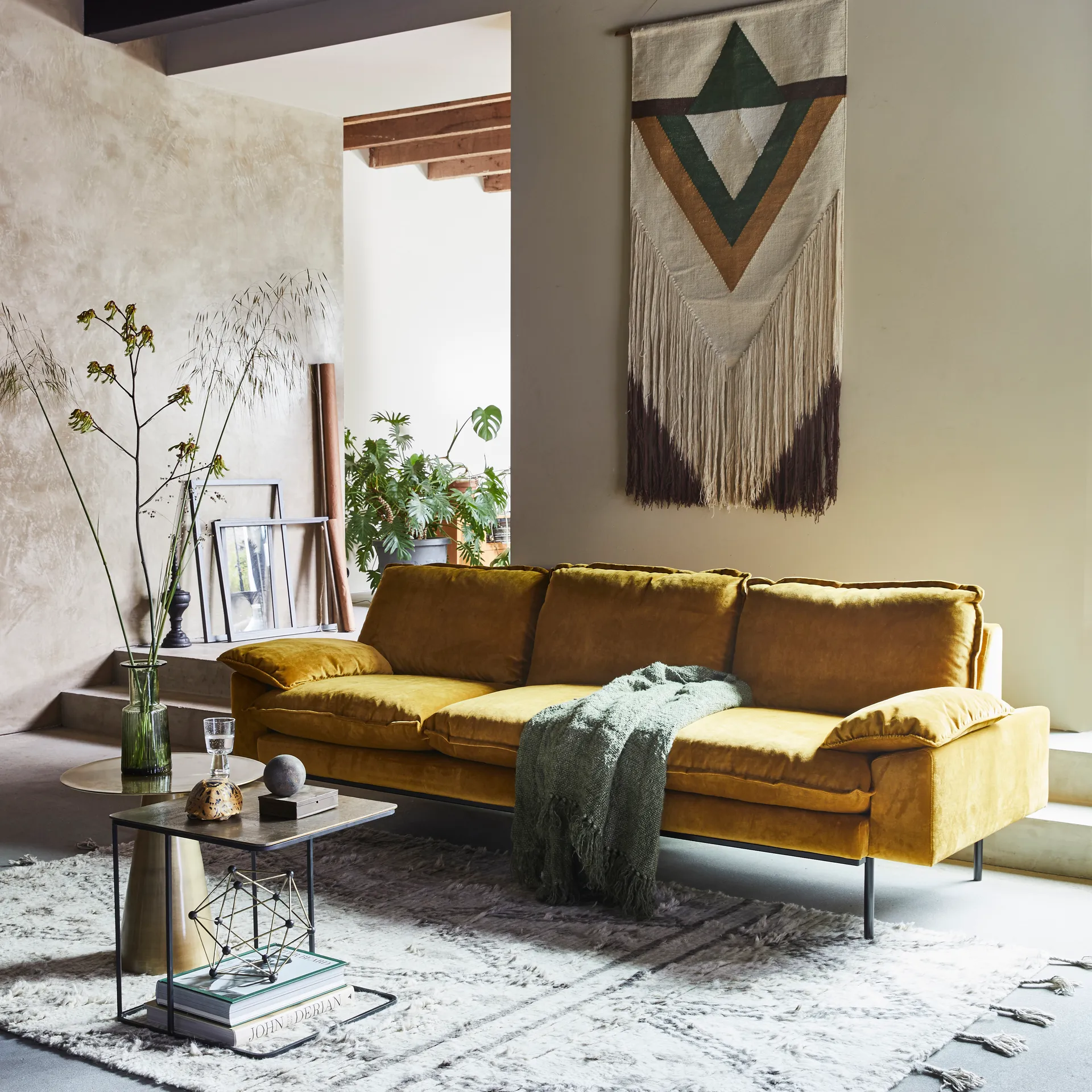 Canapé 3 places Retro, ochra (jaune) HKliving