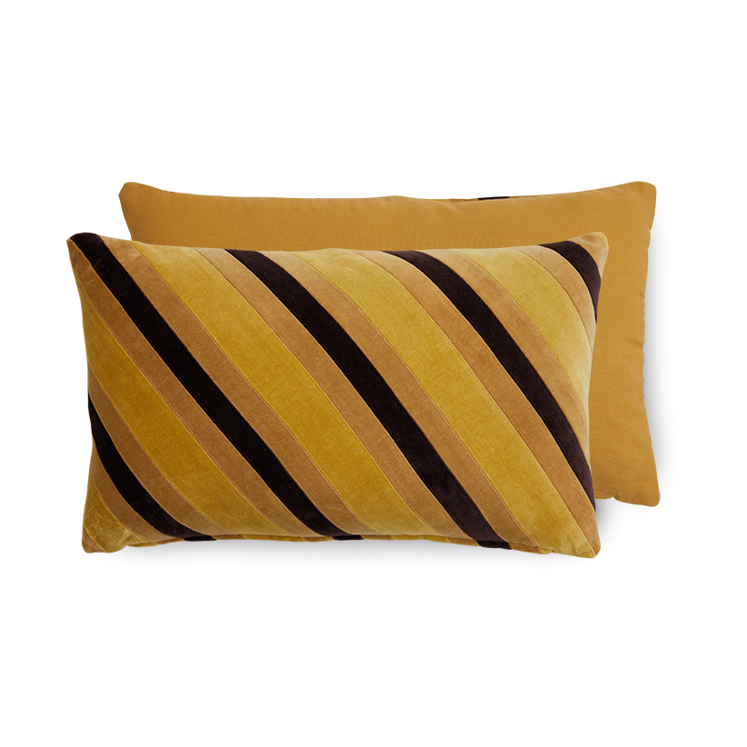 HKliving Coussin en velours Striped 30x50 cm Honey | Design Scandinave | Coussins | Beige