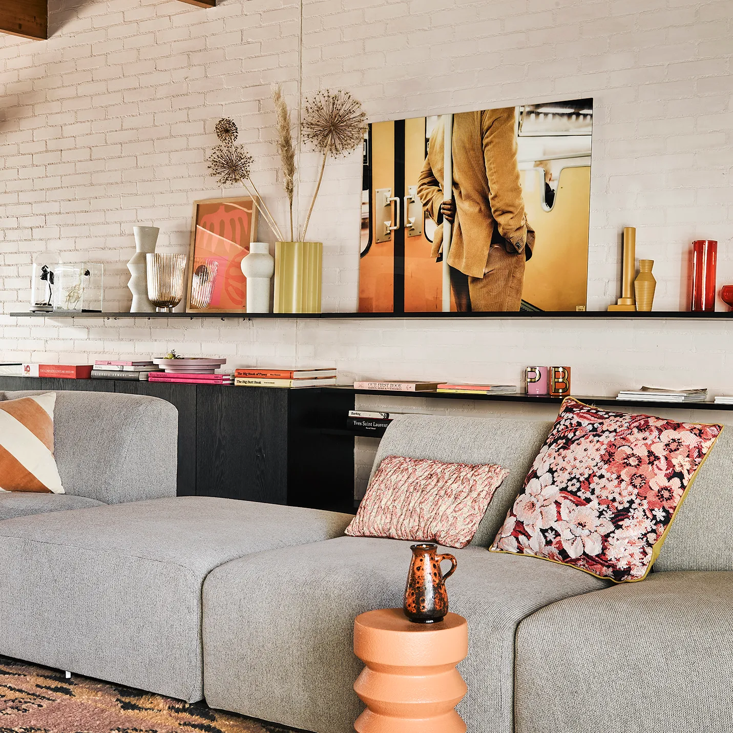 Coussin Floral 30x40 cm, Rouge-Rose HKliving